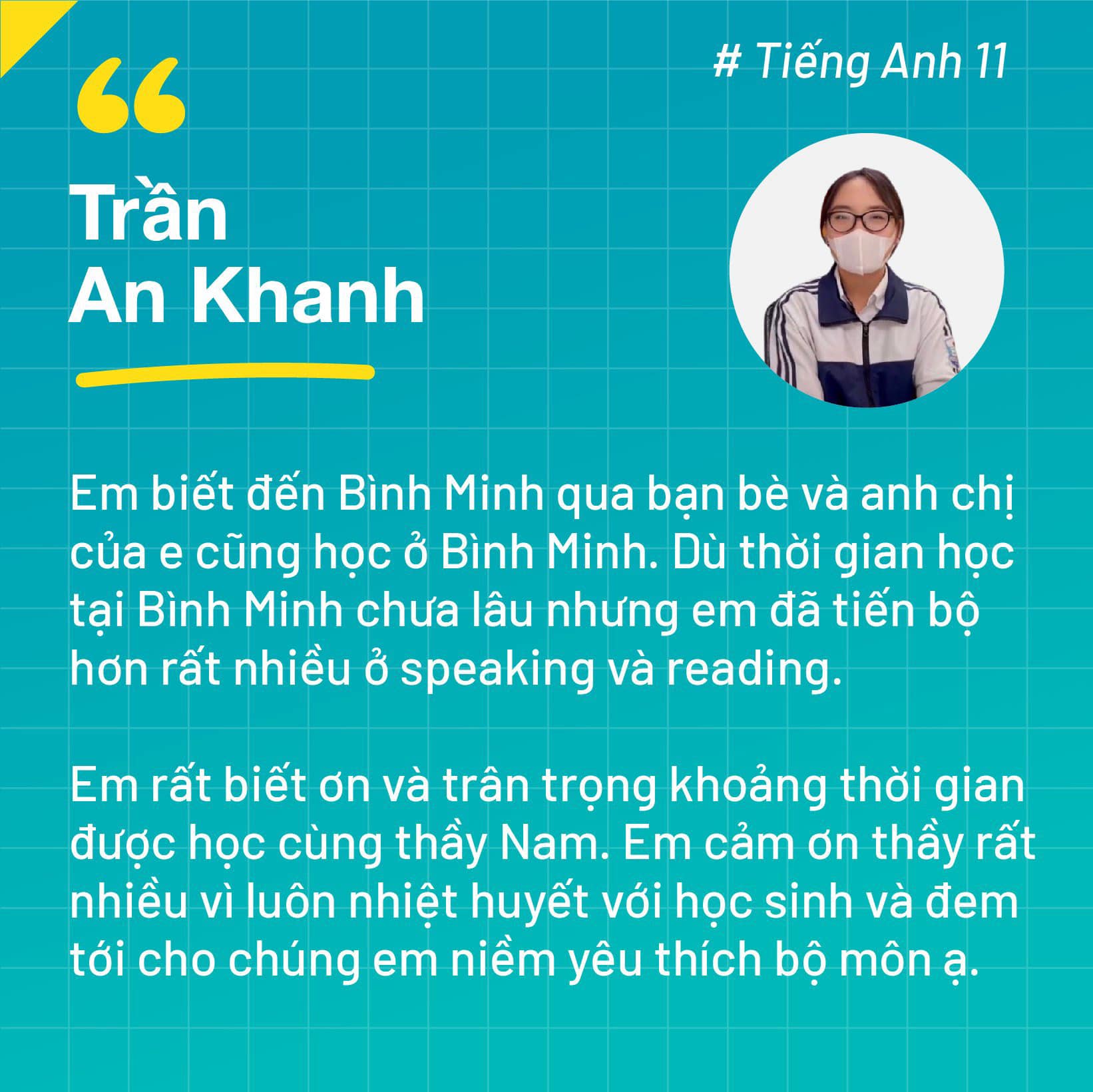 Chia sẻ từ bạn Trần An Khanh, học sinh lớp Tiếng Anh Thầy Nam